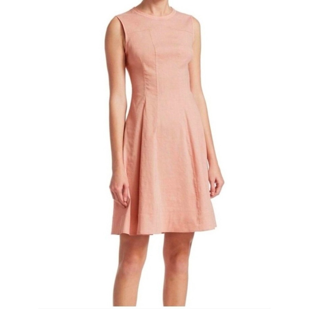 Theory Modern Tea Dress Ballet Pink Organic Crunch Wash Linen Blend Size 8